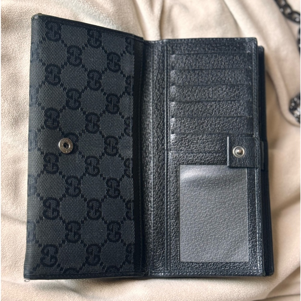 Gucci Monogram Wallet/Crossbody with 42” gunmetal chain - Picture 7 of 10